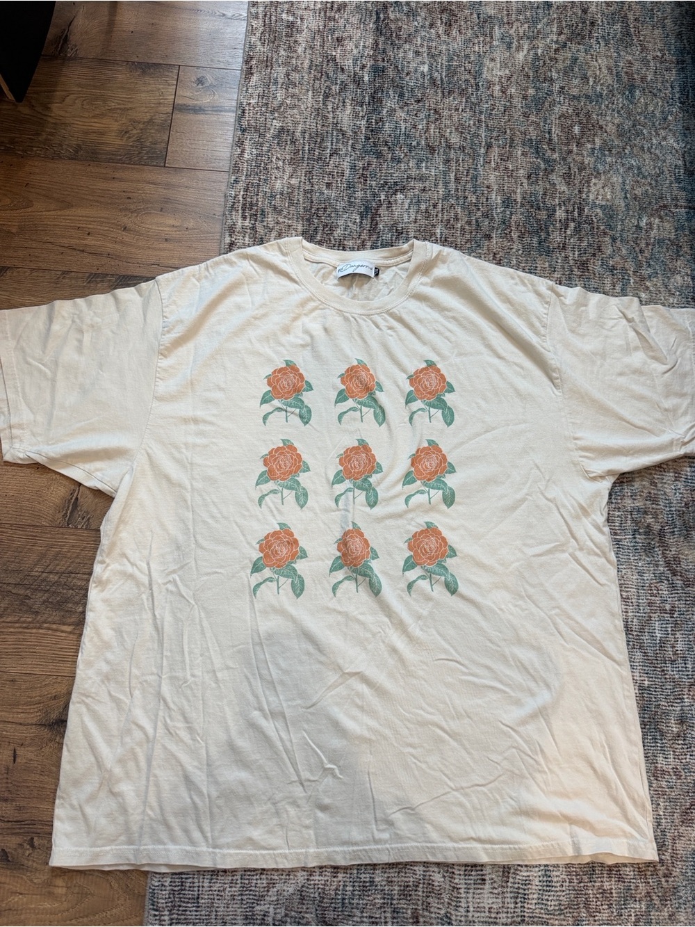 Revolve Oversized Short-Sleeve Tee with Rose Print